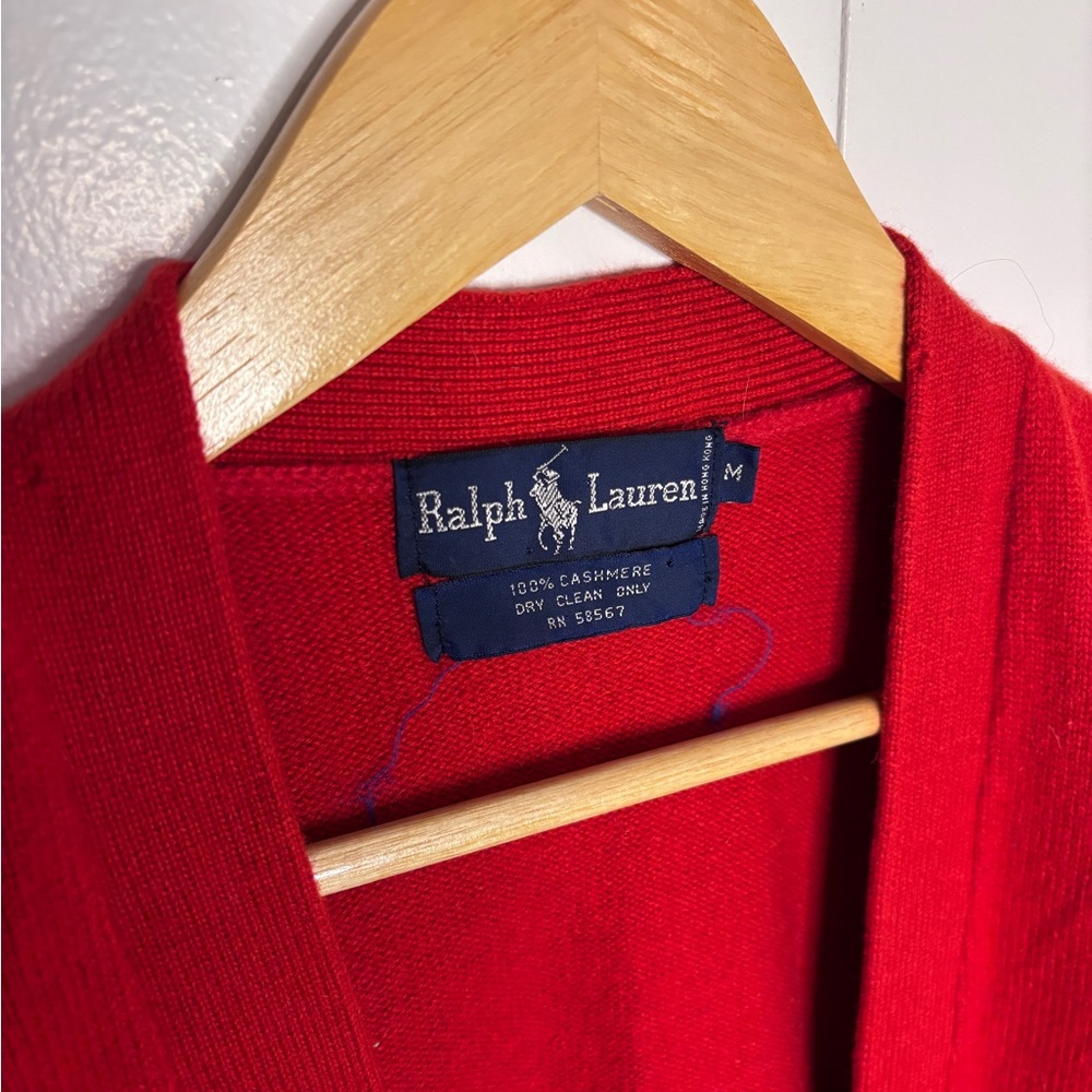 Ralph Lauren Women's Red 100% Cashmere Cardigan Vest